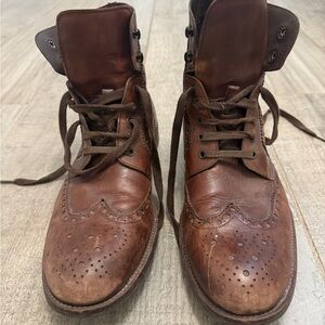Magnanni Brown Leather Brogue Boots